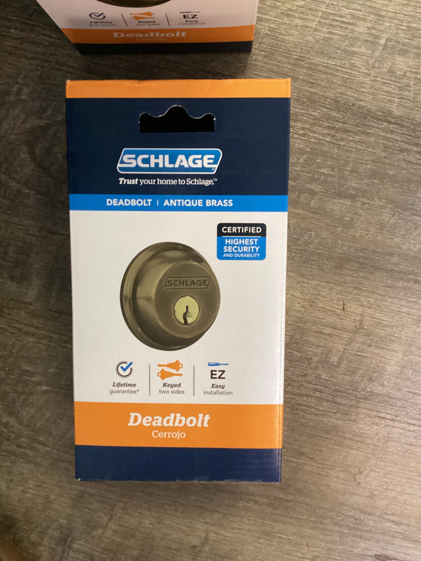 Schlage Antique Brass Zinc Double Cylinder Deadbolt