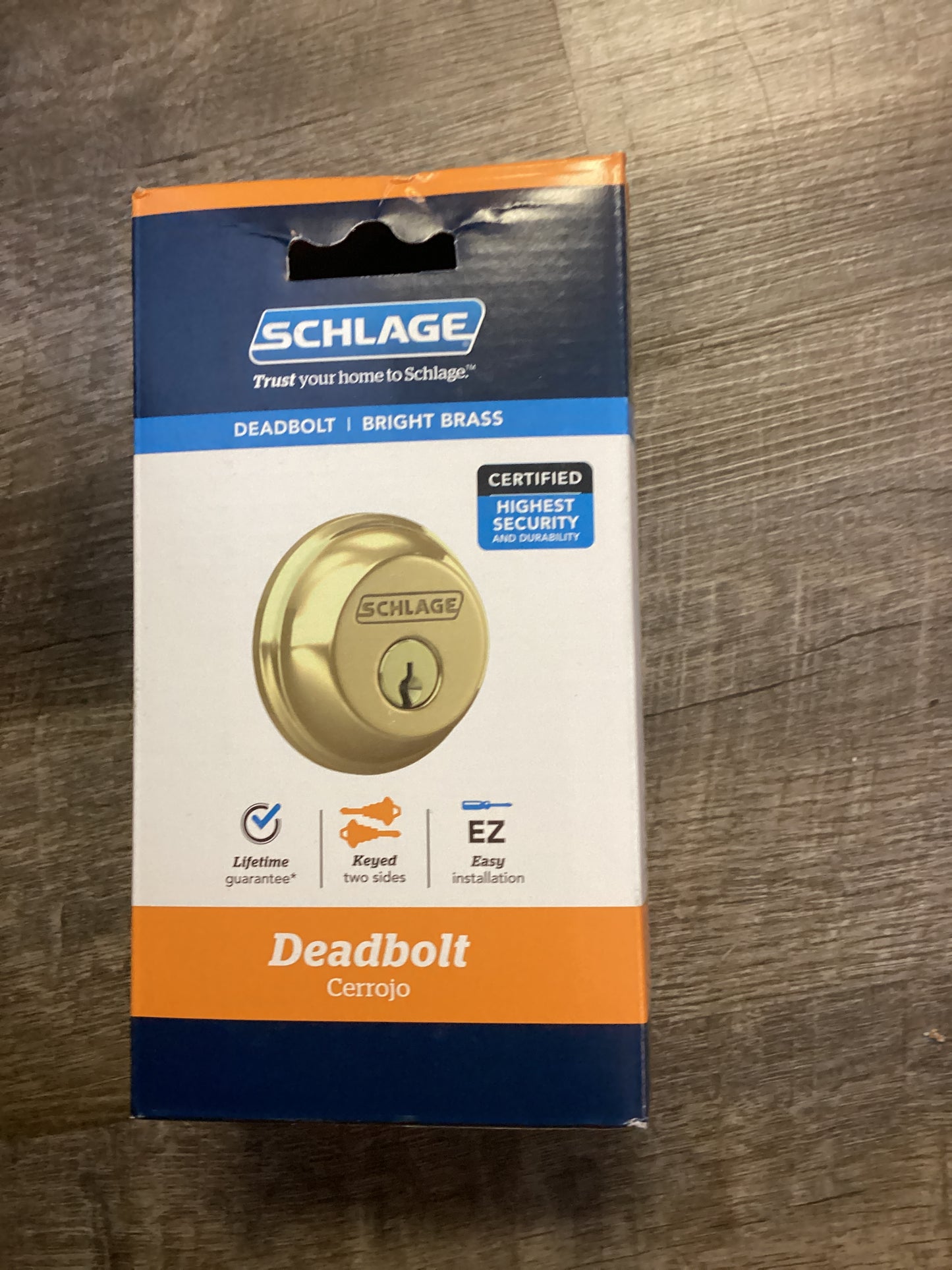Schlage Bright Brass Zinc Double Cylinder Deadbolt