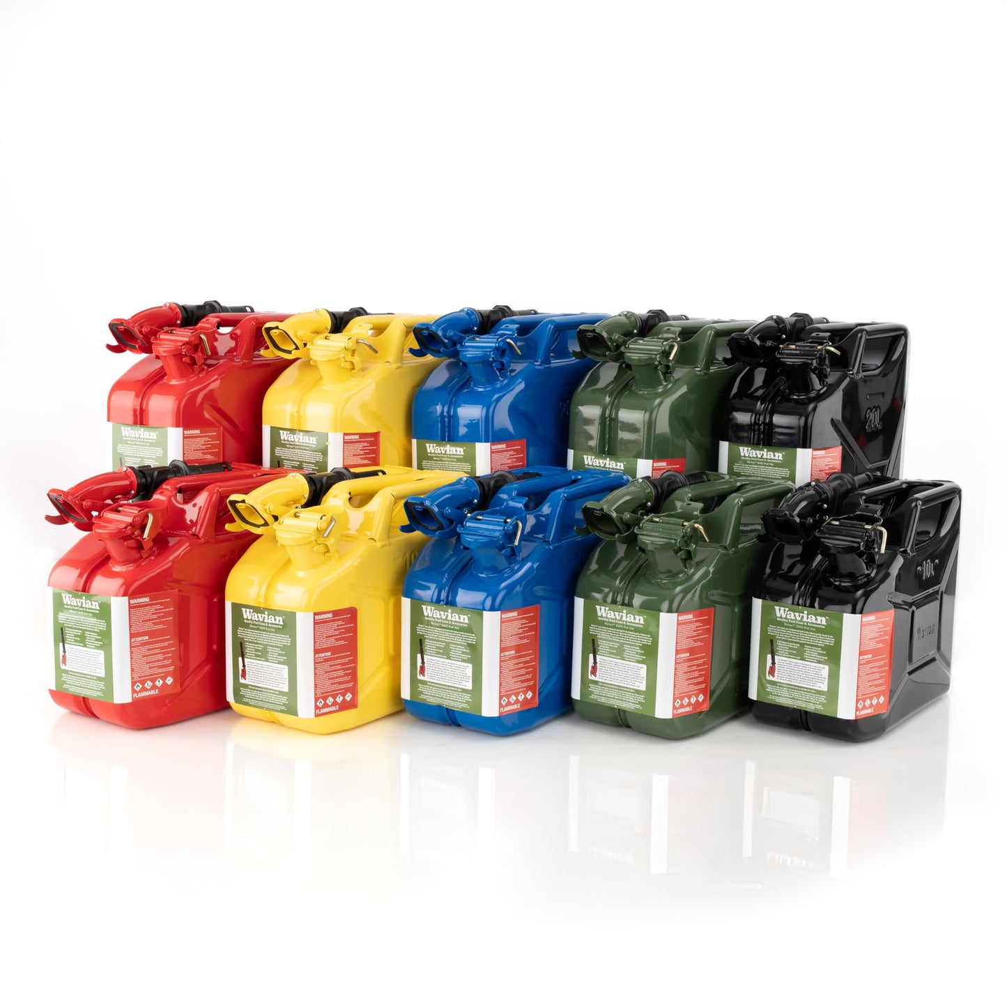 Wavian USA JC0020RVS Red Authentic NATO Jerry Fuel Can and Spout System (20 Liter)