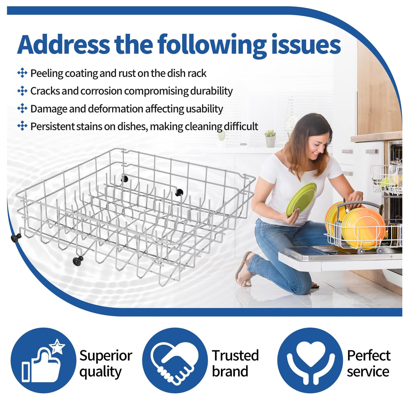 5304535380 Dishwasher Upper Dishrack Replacement, Compatible With Kenmore Crosley Frigidaire Upper Dishrack Assembly, Part Numbers 154331502 5304498202 5304498220 5304517202 5304517201 AP7215765