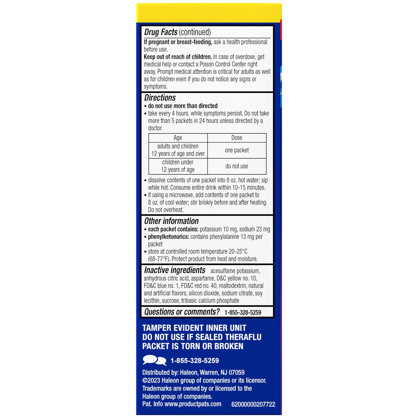 Theraflu Nighttime Severe Cold Relief Honey Lemon Flavor Powder - 6 Ct