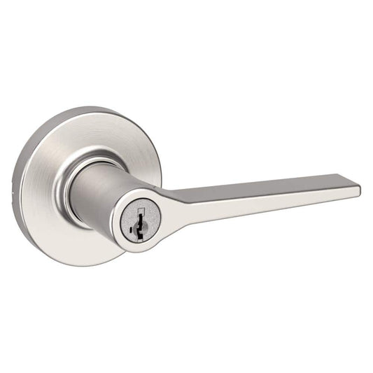 Hollis Round Rose Satin Nickel Keyed Entry Door Handle Featuring SmartKey Security
