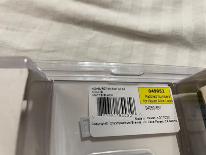 Kwikset 405HBL RDT 514 SMT CP K6 Matte Black Microban Keyed Entry