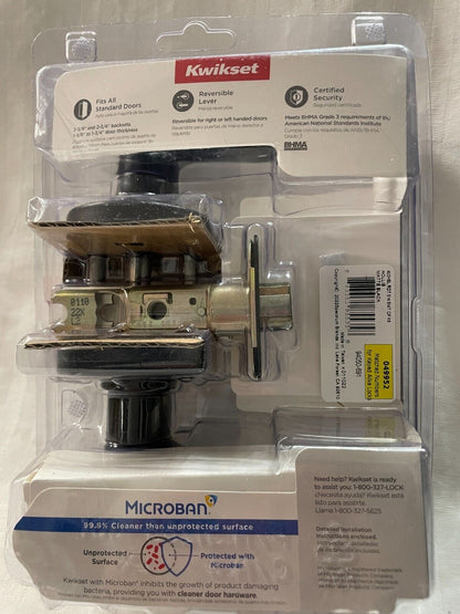 Kwikset 405HBL RDT 514 SMT CP K6 Matte Black Microban Keyed Entry