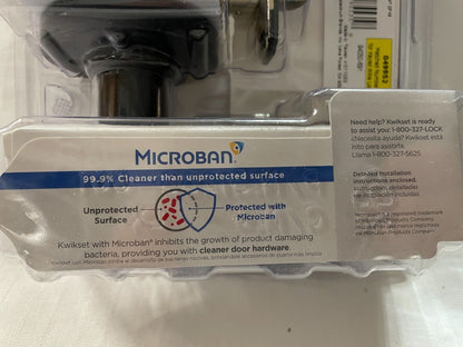 Kwikset 405HBL RDT 514 SMT CP K6 Matte Black Microban Keyed Entry