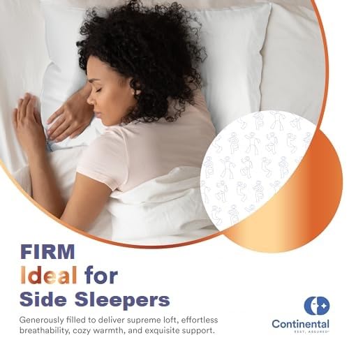 Continental Bedding 100% Siberian Goose Down Pillow 800 Fill Power, Firm, King, White