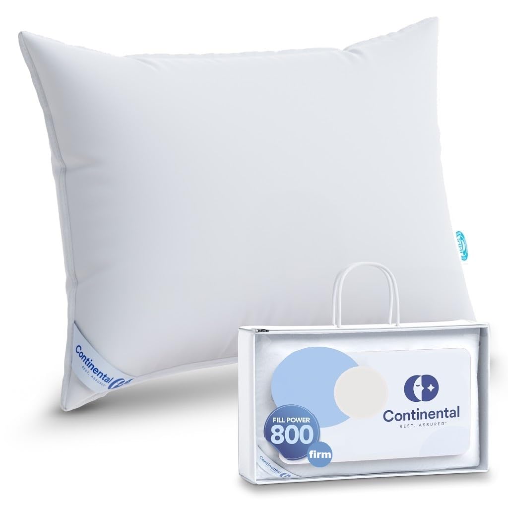 Continental Bedding 100% Siberian Goose Down Pillow 800 Fill Power, Firm, King, White