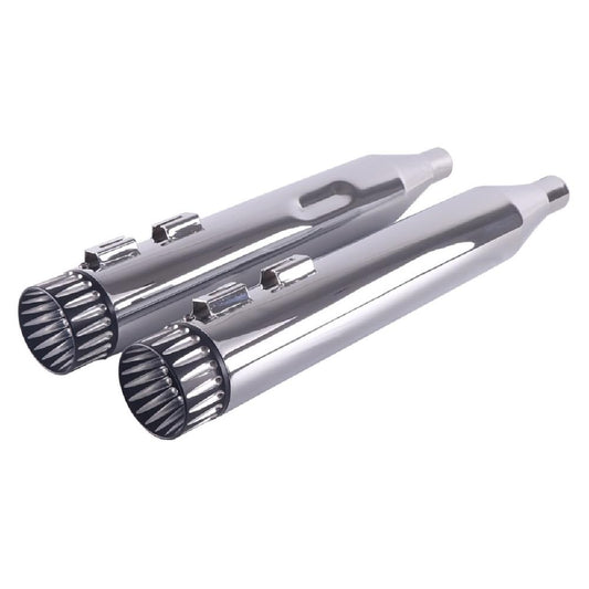 SHARKROAD Slip On Mufflers 4" Exhaust Pipe for Harley Touring 2009-2016 Bagger Pair Chrome-HDMF-409520CC