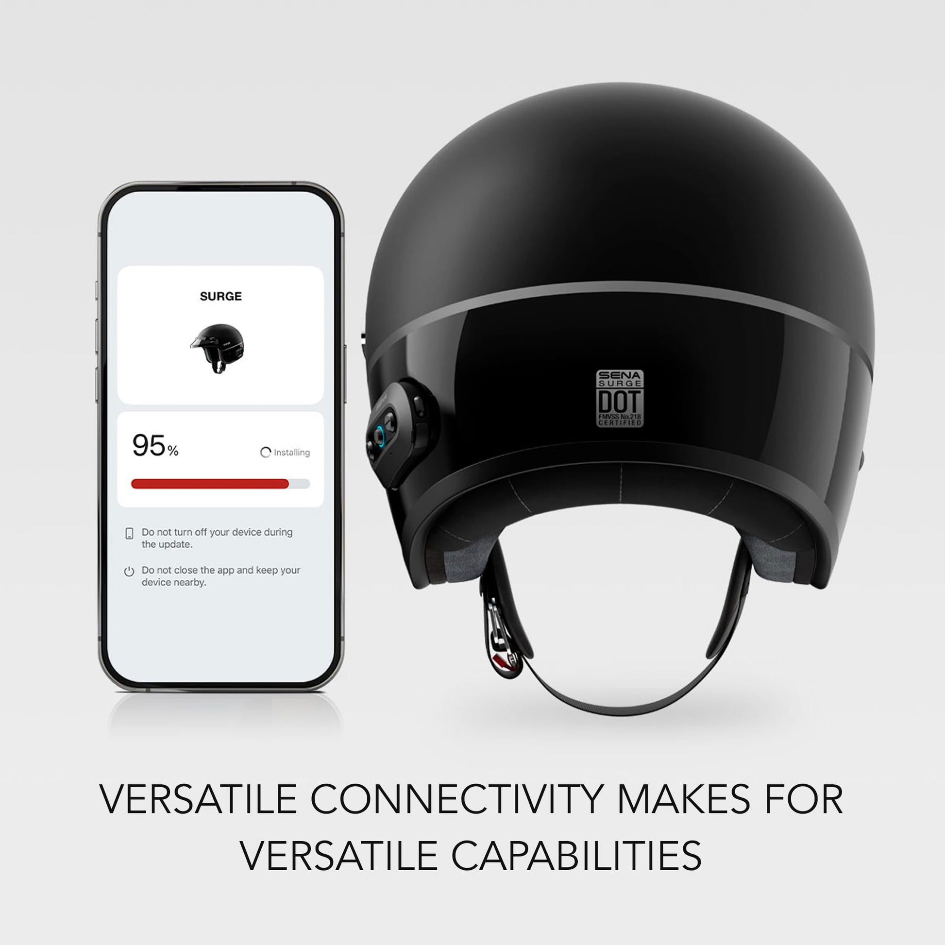 Sena Surge Mesh Intercom Enabled Open Face Smart Motorcycle Helmet (Gloss White/Matte Black, XXL)