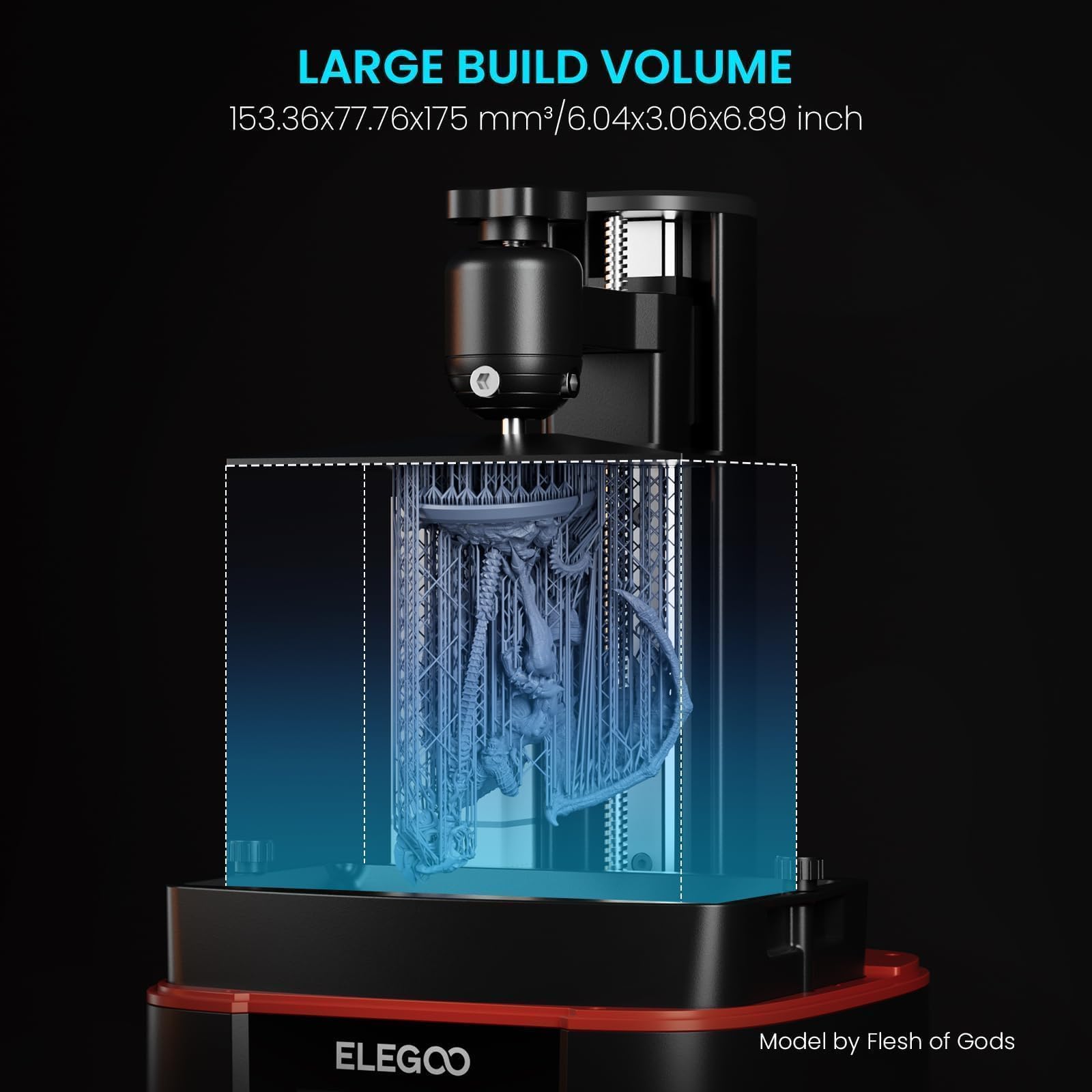 ELEGOO Mars 4 MSLA 3D Printer with 7" 9K Monochrome LCD, UV Resin Photocuring Printer, Multiple Print Modes, Printing Size of 6.04 x 3.06 x 6.89 inches