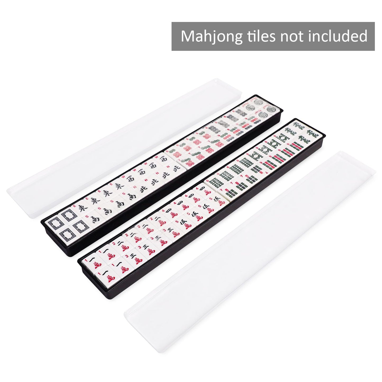 GUSTARIA American Mahjong Tiles Trays(Tiles not Included),2Pcs/Set,Plastic Trays with Lids,Mahjong Storage Box,Mahjong Accessories