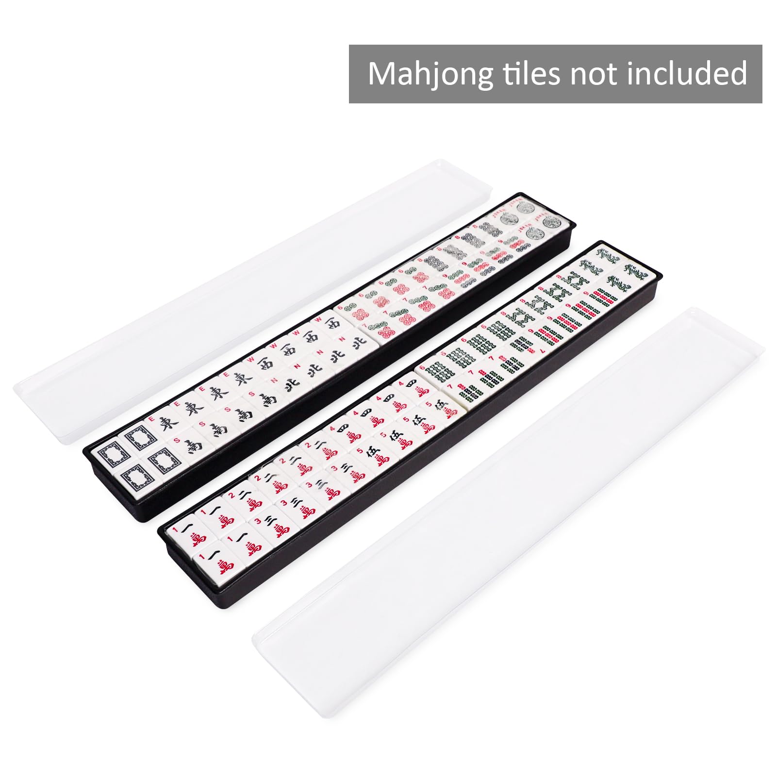 GUSTARIA American Mahjong Tiles Trays(Tiles not Included),2Pcs/Set,Plastic Trays with Lids,Mahjong Storage Box,Mahjong Accessories