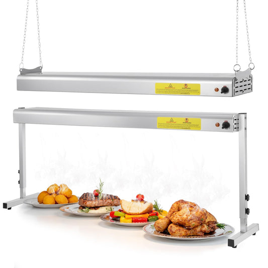 Hiteemer 48-Inch Food Heat Lamp, 1350W Commercial Food Warmer Lamp Electric Strip Heater Overhead Stainless Steel Heat Lamps for Buffet Restaurant Parties Catering, Sliver 115V