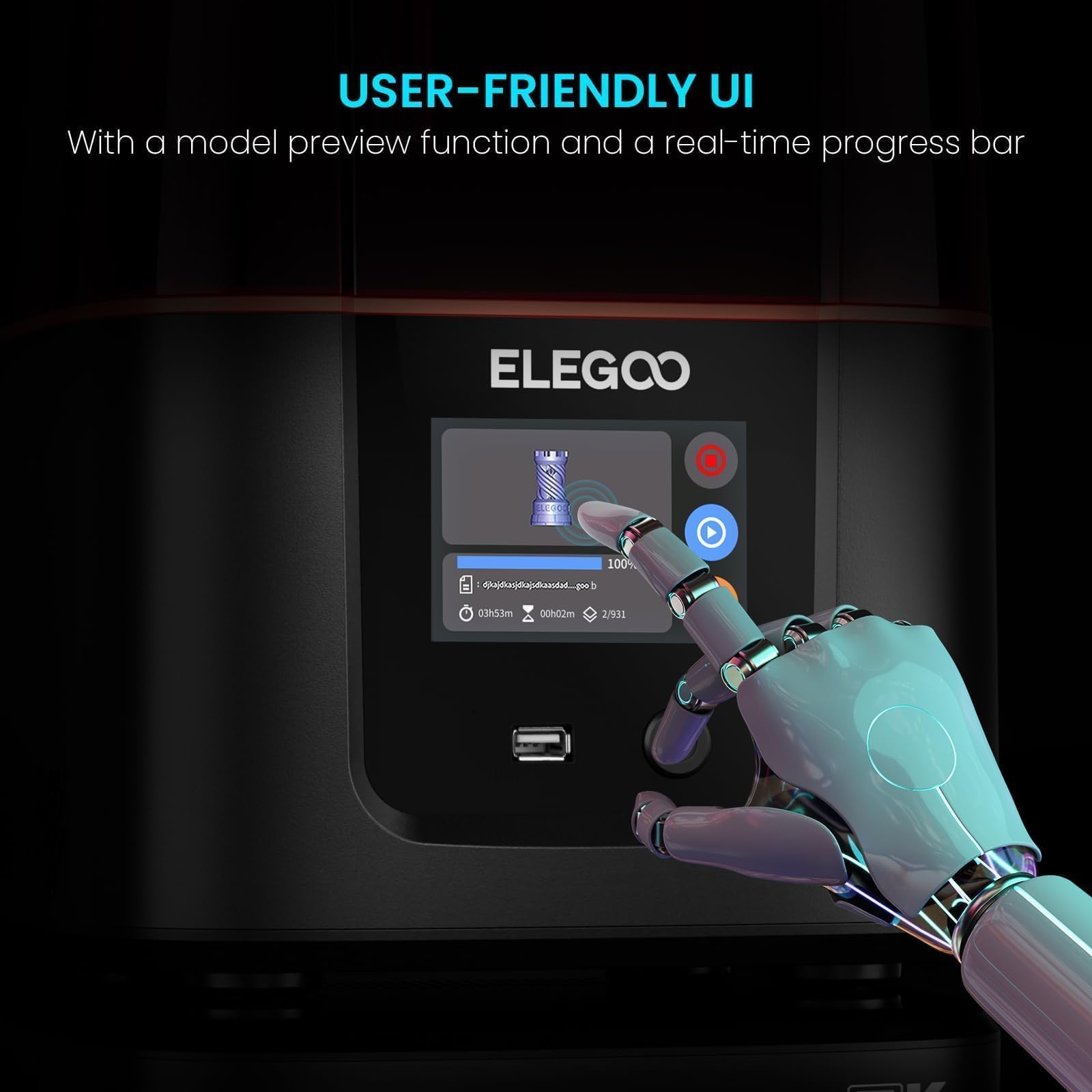 ELEGOO Mars 4 MSLA 3D Printer with 7" 9K Monochrome LCD, UV Resin Photocuring Printer, Multiple Print Modes, Printing Size of 6.04 x 3.06 x 6.89 inches