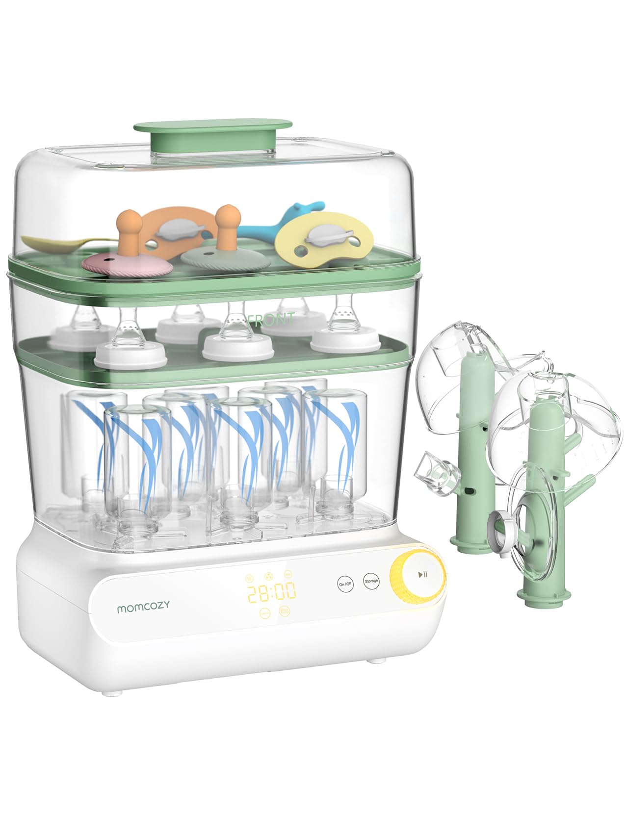 Momcozy 3 Layers Large Bottle Sterilizer and Dryer, Fast Sterilize and Dry, Universal Bottle Sterilizer for All Bottles & Breast Pump Accessories, Touch Screen & Auto-Off Bottle Sanitizer