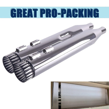 SHARKROAD Slip On Mufflers 4" Exhaust Pipe for Harley Touring 2009-2016 Bagger Pair Chrome-HDMF-409520CC