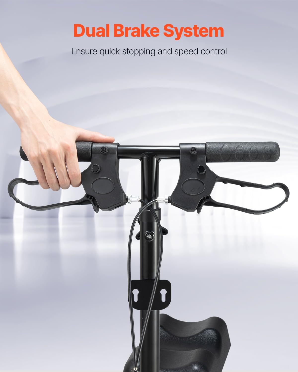 VEVOR Knee Scooter, Folding & Height-Adjustable Steerable Knee Walker, Carbon Steel Leg Recovery Scooter with 12" All-Terrain Wheels, Dual Brakes, Ideal for Broken Ankle Foot Injuries, 350LBS