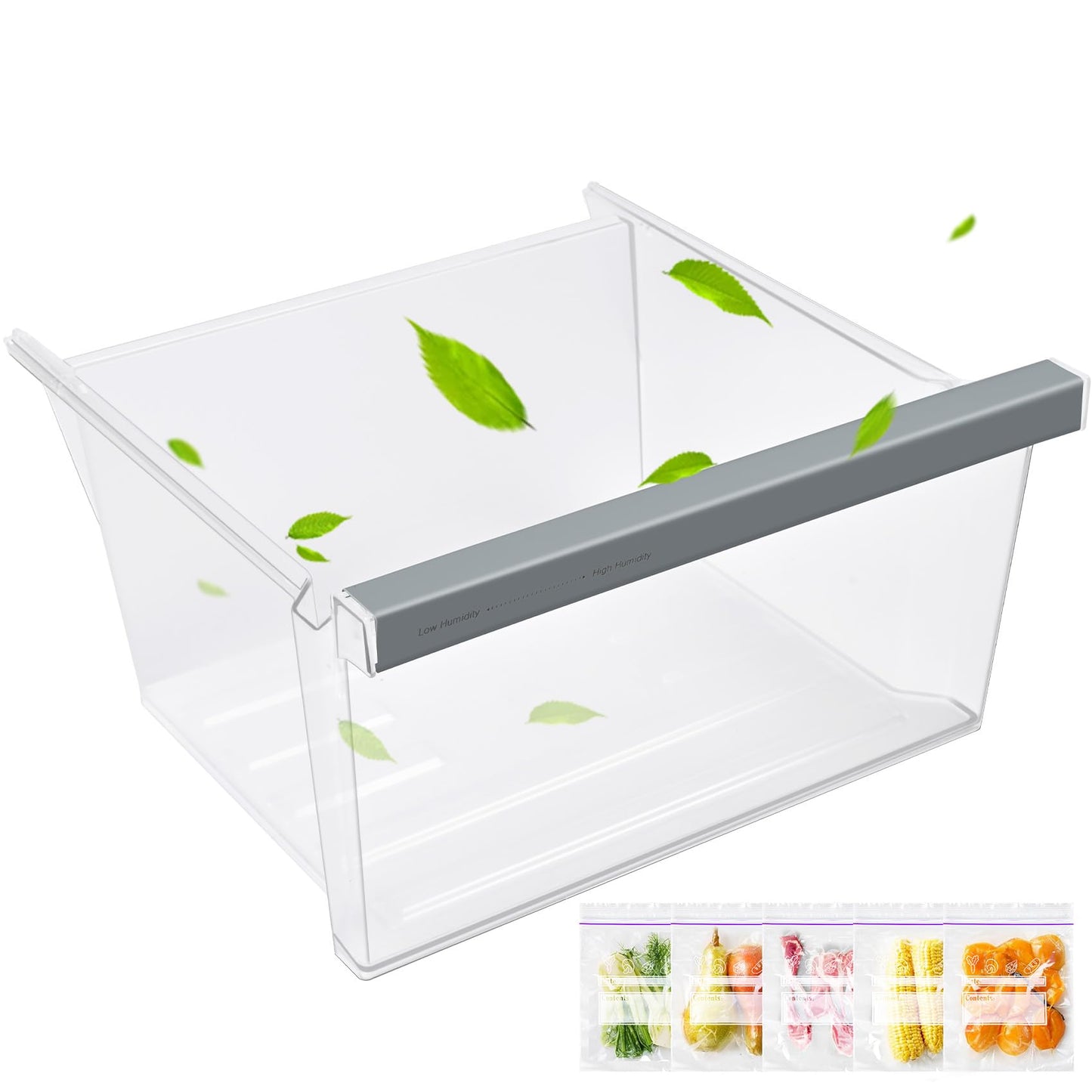 UPGRADED W11162443 Refrigerator Crisper Drawer Compatible with Whirlpool Crisper Drawer W11046494 Maytag Crisper Drawer Replacement WRS315SDHZ WRS321SDHZ WRS325SDHZ WRS315SDHM MSS25N4MKZ Upper Drawer