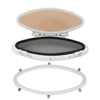 Marine Hatch Porthole Window, Oval Opening Portlight Window Anti Sturdy 470x210mm with Screen for Yacht