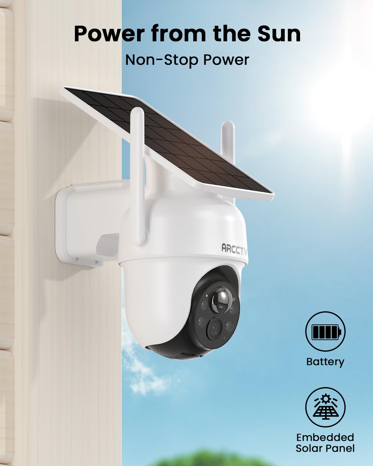 ARCCTV Security Cameras Wireless Outdoor, 4 Cam-Kit, 4MP Solar Security Camera Wireless System with 360Â° Pan & Tilt, HD Color Night Vision, Motion Detection, 64GB Memory Card, No Monthly Fee