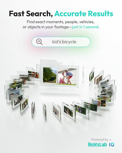 BOTSLAB 8MP Cameras Surveillance Exterieur, 4 Cam-Kit, No Monthly Fee, 4K Color Night Vision, Solar Security Camera Outdoor with 360Â° PTZ, 32G Local Storage HomeBase, AI Recognition