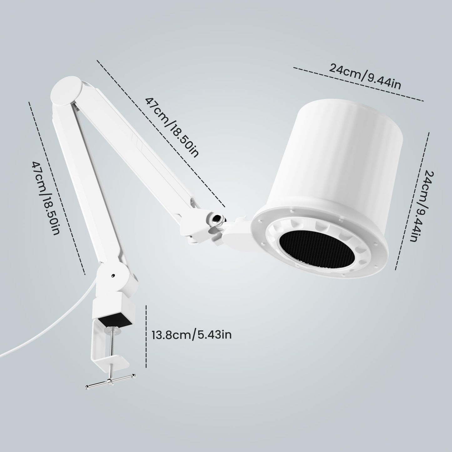 Gelpal 80W Industrial Nail Dust Collector, Adjustable 5000Pa Suction&3000lm Light,Comes With Two Replacement Filter And Universal Table Mount clamp, Low Noise Vacuum Fan for Polishing &Salon. (3000PA)