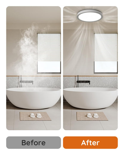 Fitop Bathroom Exhaust Fan with Light,130 CFM 47W Ceiling Mount Shower Ventilation Exhaust Fan, 1.5Sones Bathroom Vent Fan with Light, Fan 1100LM LED Light 3000K/4000K/5000K