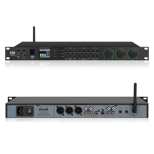 XTUGA AM100 Professional KTV Digital Vocal Effect Processor Anti-howling Audio Processor Echo Effector USB Bluetooth Optical for Household Reverberator Karaoke,Stage,Performance,Wedding