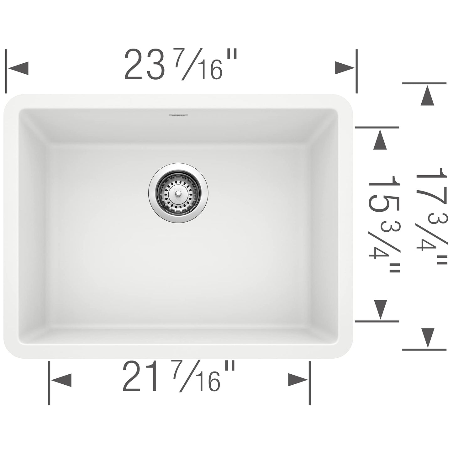 BLANCO Precis 24in. Single Bowl Kitchen Sink, White