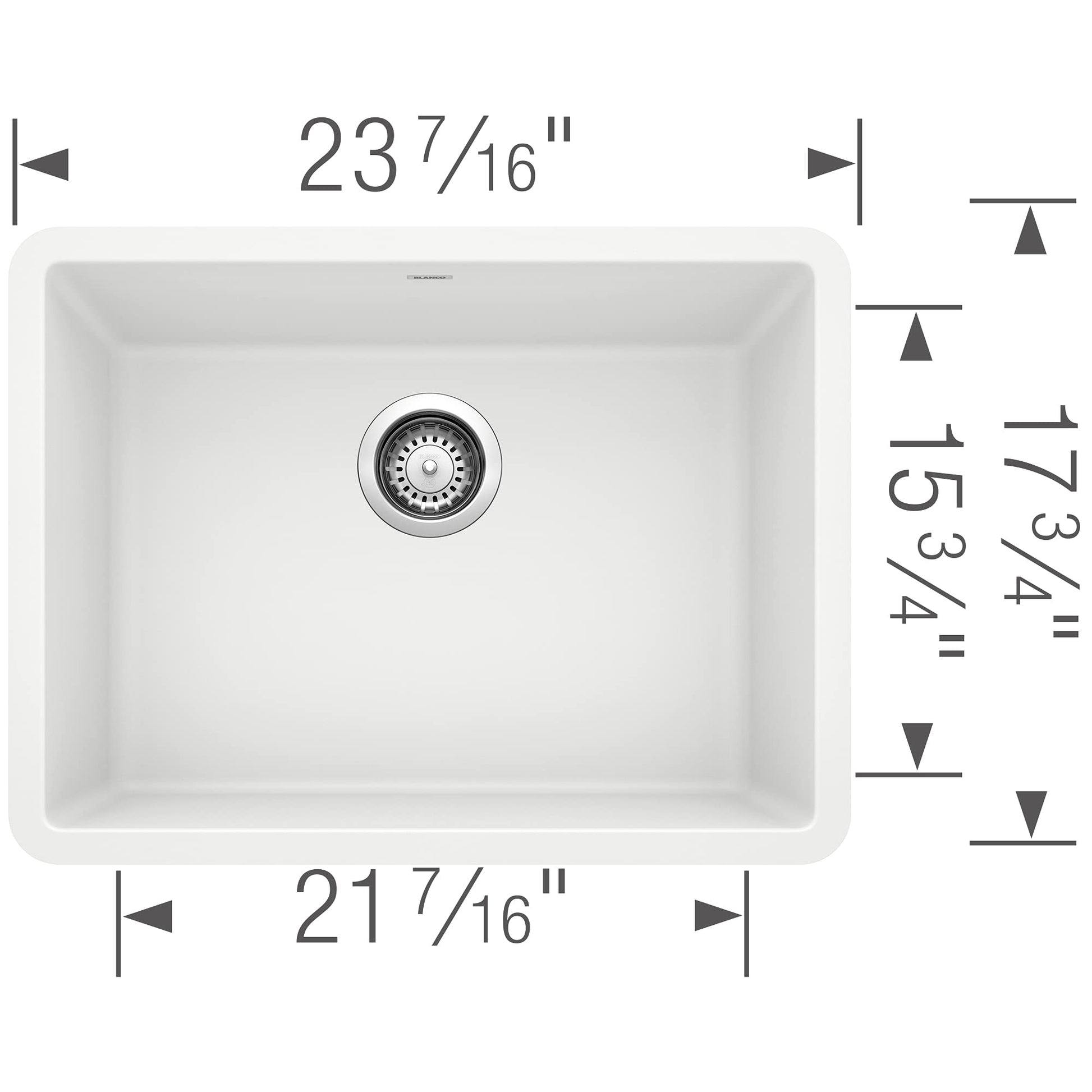 BLANCO Precis 24in. Single Bowl Kitchen Sink, White