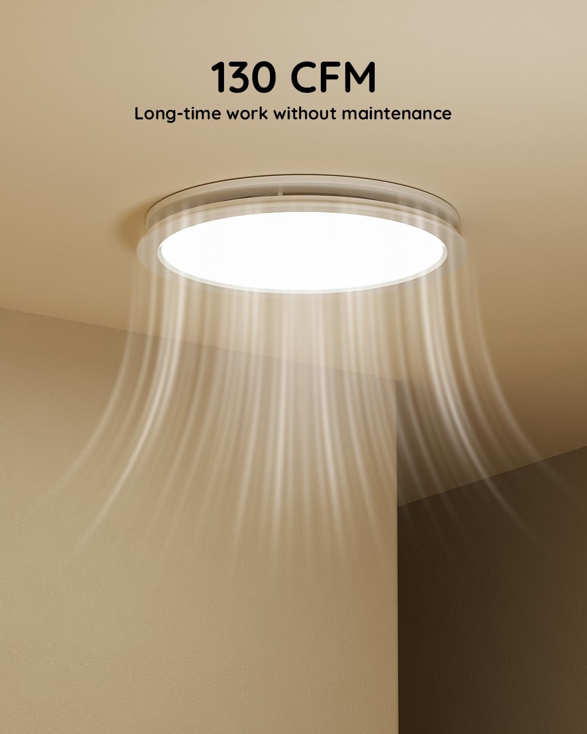 Fitop Bathroom Exhaust Fan with Light,130 CFM 47W Ceiling Mount Shower Ventilation Exhaust Fan, 1.5Sones Bathroom Vent Fan with Light, Fan 1100LM LED Light 3000K/4000K/5000K