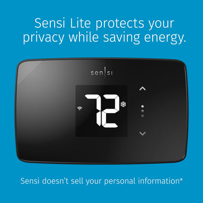 Sensi Lite Smart Thermostat, Data Privacy, Programmable, Wi-Fi, Easy DIY, Works With Alexa, Energy Star Certified, ST25, Most Systems C-Wire Not Required, Except On Heat/Cool Only and Heat Pump System
