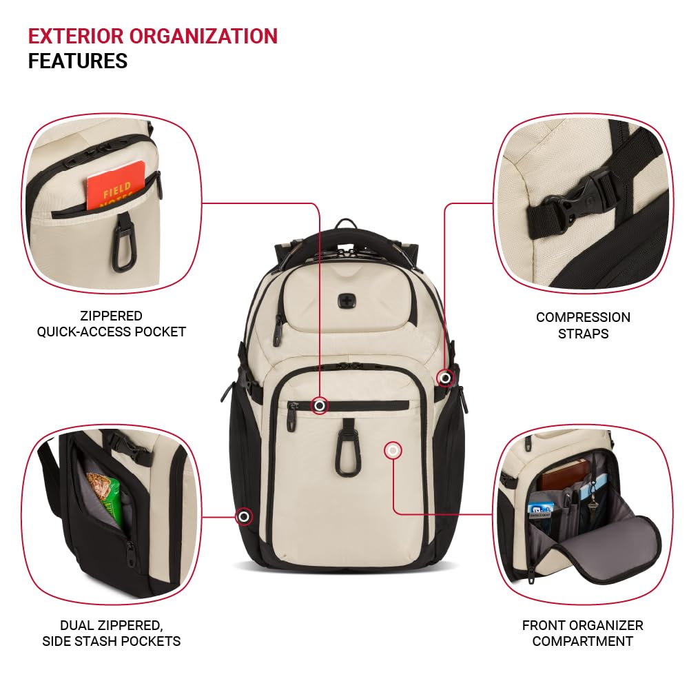 SwissGear Endure Scansmart Laptop Backpack, Vintage Khaki, 17.75-Inch, Swissgear Endure Scansmart Laptop Backpack