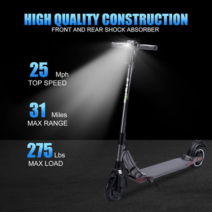 E-TWOW GT SE Electric Scooter, 31 Mile Range, 25 MPH Max Speed, 275lbs Max Load, Adjustable Handlebar Height, Lightweight(29lbs) and Foldable, Great for Commuting, UL Certified