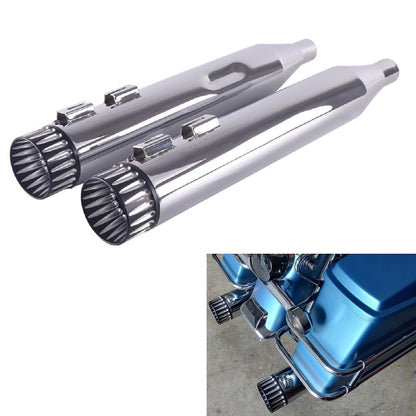 SHARKROAD Slip On Mufflers 4" Exhaust Pipe for Harley Touring 2009-2016 Bagger Pair Chrome-HDMF-409520CC