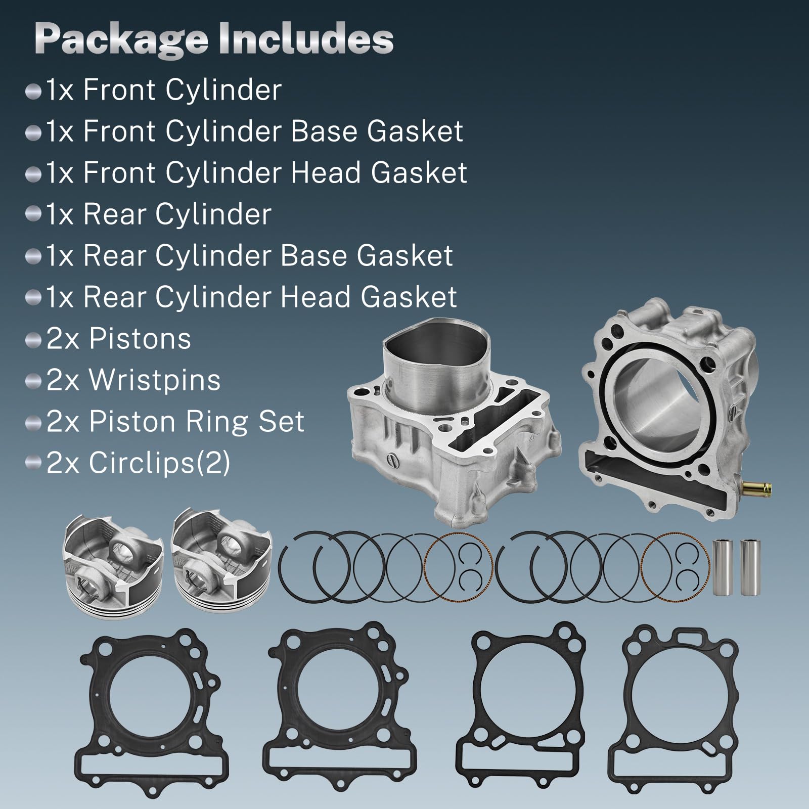 Yainetan 11210-20F01-0F0 Front Rear Cylinder Piston Gasket Kit Compatible With Suzuki SV650 SV650A SV650S SV650SA V-Strom 650 11220-20F20-0F0