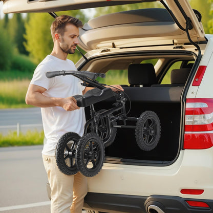 VEVOR Knee Scooter, Folding & Height-Adjustable Steerable Knee Walker, Carbon Steel Leg Recovery Scooter with 12" All-Terrain Wheels, Dual Brakes, Ideal for Broken Ankle Foot Injuries, 350LBS