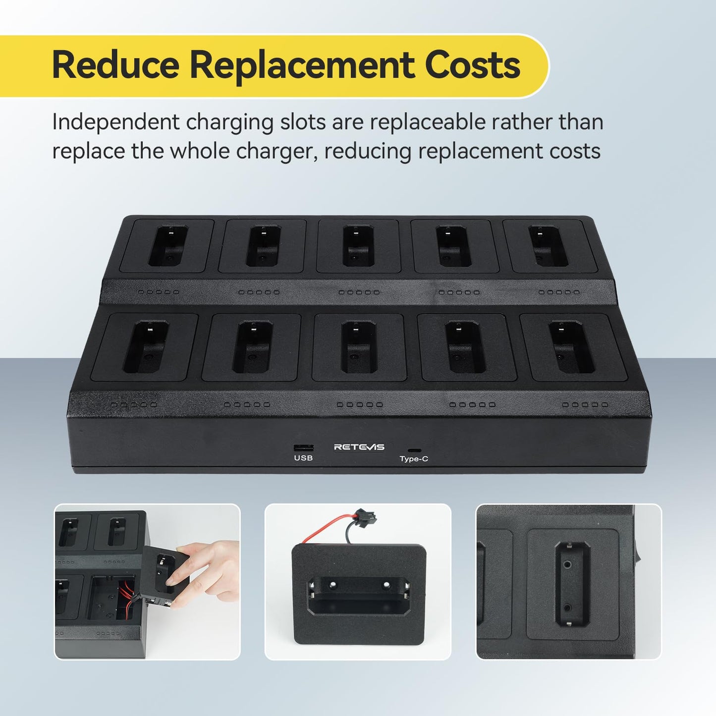 Retevis RT22 Two Way Radio,Rechargeable Walkie Talkies Long Range(10 Pack) with 10 Way Gang Charger,Charging Progress Bar,Workplace Organization,Compact Walkie Talkie for Adults Office School Daycare