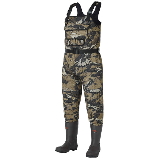 BASSDASH Bare Camo Neoprene Chest Fishing Hunting Waders for Men with 600 Grams Insulated Rubber Bootfoot