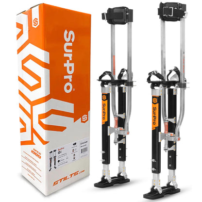 SurPro Double-Sided Drywall Stilts, Magnesium Base, 26” - 40” Height, QuadLock Contractor-Grade Stilts (S2-M-2640) for Drywallers, Painters, Ceiling Work, Stilts Drywall