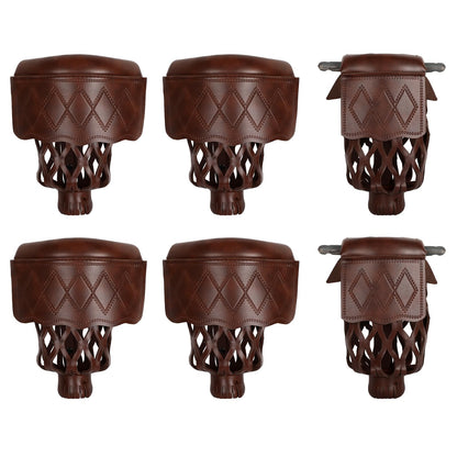 Dysdensa 6-Piece PU Leather Billiard Pockets with Diamond Pattern - Durable Accessories for Billiard Pool Table (Walnut)