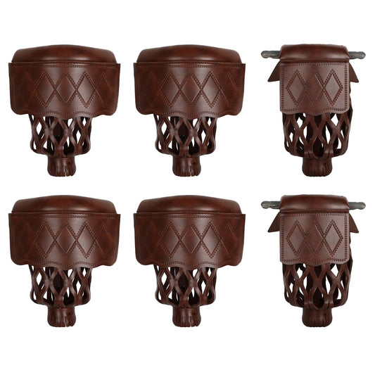 Dysdensa 6-Piece PU Leather Billiard Pockets with Diamond Pattern - Durable Accessories for Billiard Pool Table (Walnut)