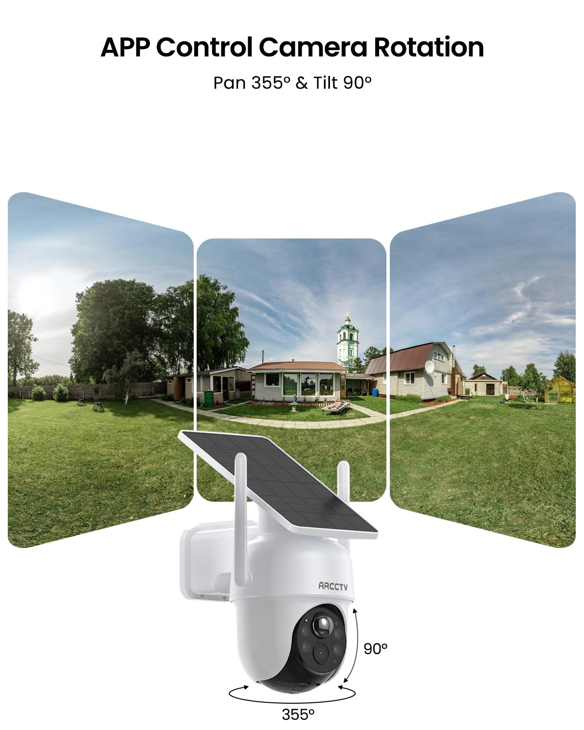 ARCCTV Security Cameras Wireless Outdoor, 4 Cam-Kit, 4MP Solar Security Camera Wireless System with 360Â° Pan & Tilt, HD Color Night Vision, Motion Detection, 64GB Memory Card, No Monthly Fee