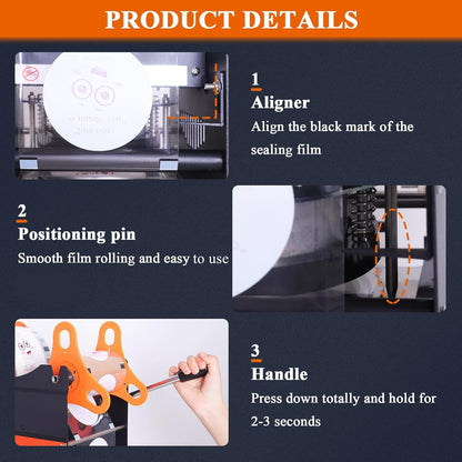 UNOPENED JIAWANSHUN Manual Cup Sealing Machine Electric Cup Sealer for Bubble Boba Milk Tea Cup Sealer for Height 170mm Ï†90mm/95mm Plastic and Paper Cup (110V)
