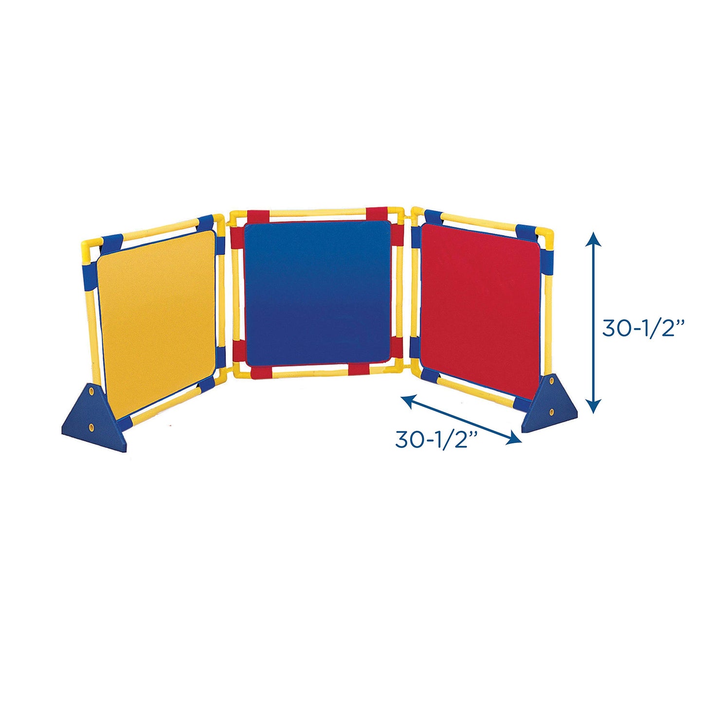 Children's Factory Square PlayPanel - Set of 3, Kids Room Divider, Classroom Privacy Screen, Cantilever Feet Included, Rainbow