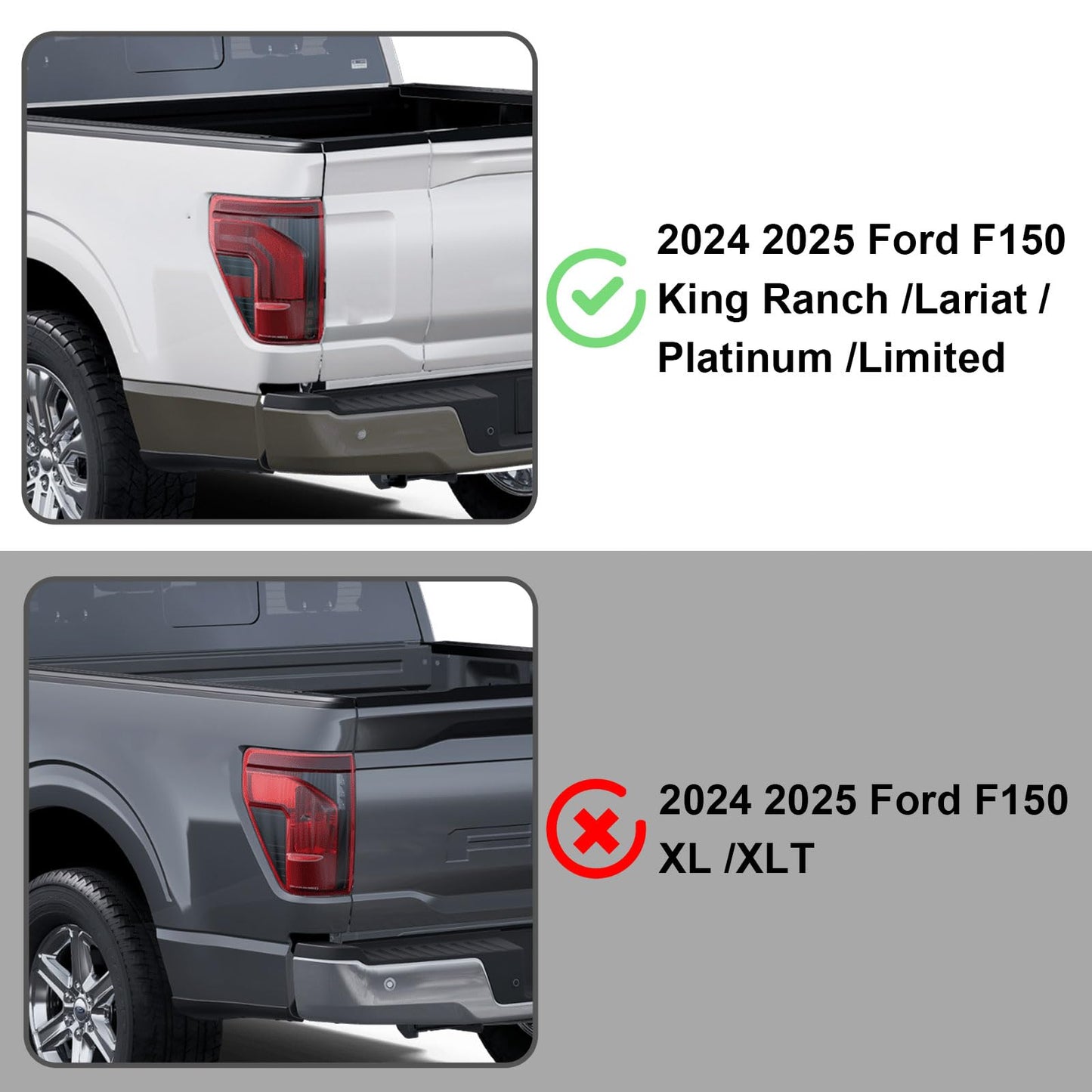 LED Tail lights W/Blind Spot Assembly Compatible with 2024 2025 Ford F150 King Ranch/Lariat/Limited/Platinum W/O Onboard Scales OE Style Rear Light Taillights Replacement for FO2819161 RL3Z13404B