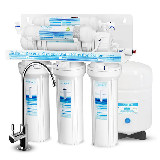 Geekpure 6-Stage Reverse Osmosis Drinking Water Filter System with Alkaline pH+ Filter-75 GPD
