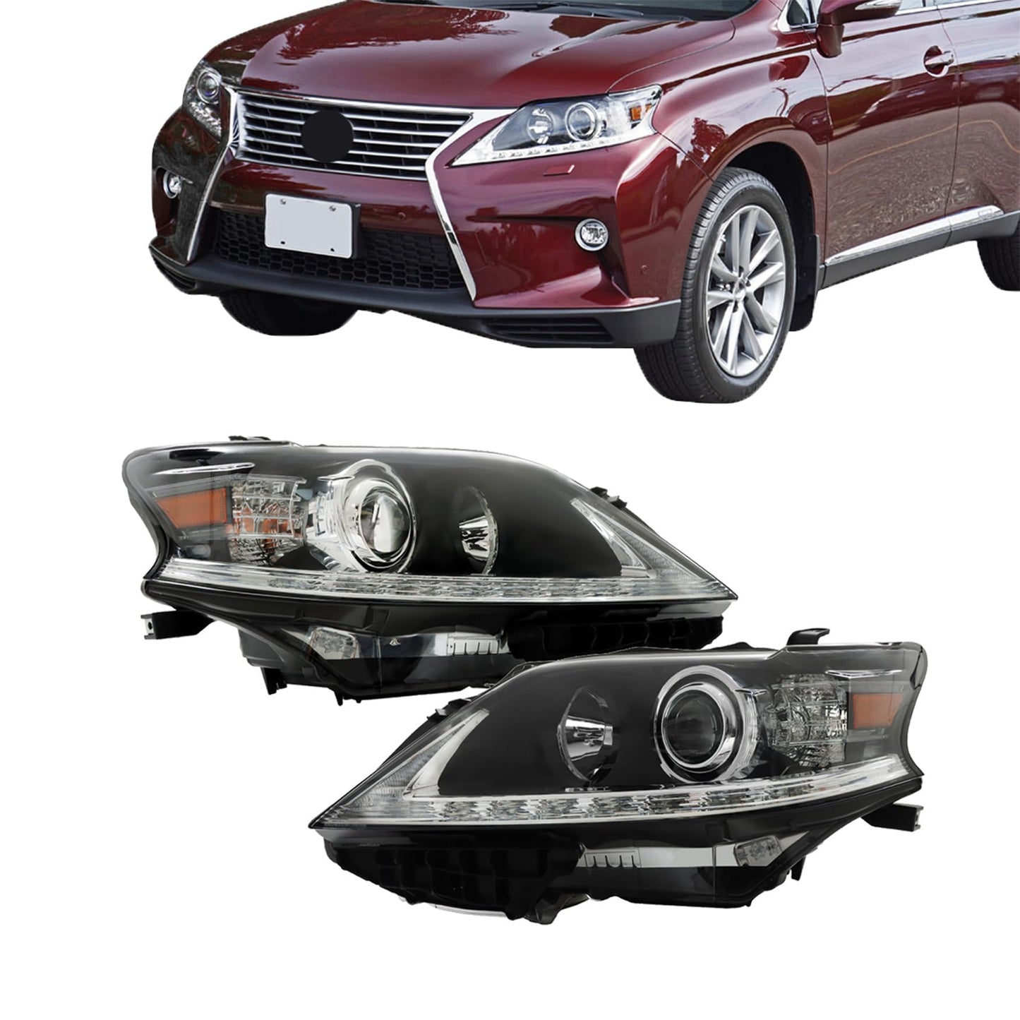 WFLNHB Headlights Assembly Replacement for 2013-2015 Lexus RX350 RX450h Headlights with DRL Set Driver ï¼† Passenger Side