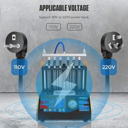 AUTOOL Ultrasonic Wave Fuel Injector Cleaner and Tester Automotive Fuel Injection Systems Cleaning Tools for All Petrol 6 Cylinder Vehicles Motorcycle