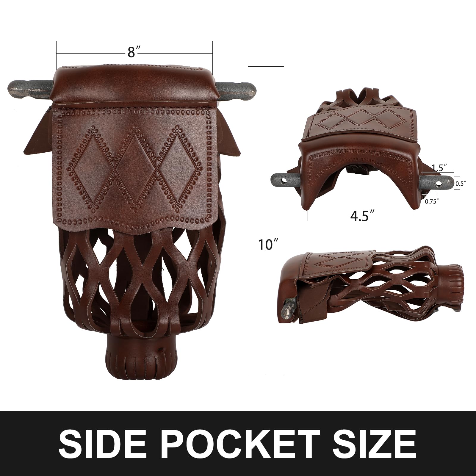 Dysdensa 6-Piece PU Leather Billiard Pockets with Diamond Pattern - Durable Accessories for Billiard Pool Table (Walnut)